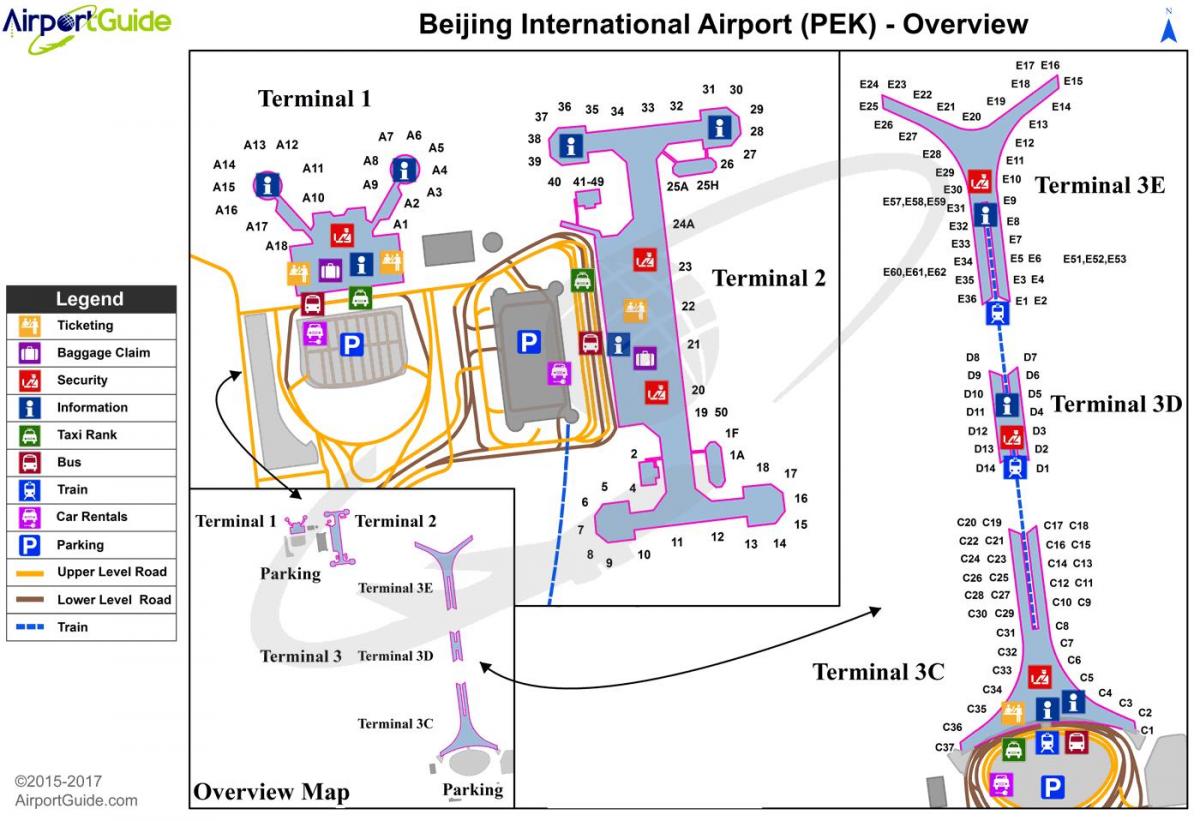 Pekinas starptautiskās lidostas termināļa 3 kartē