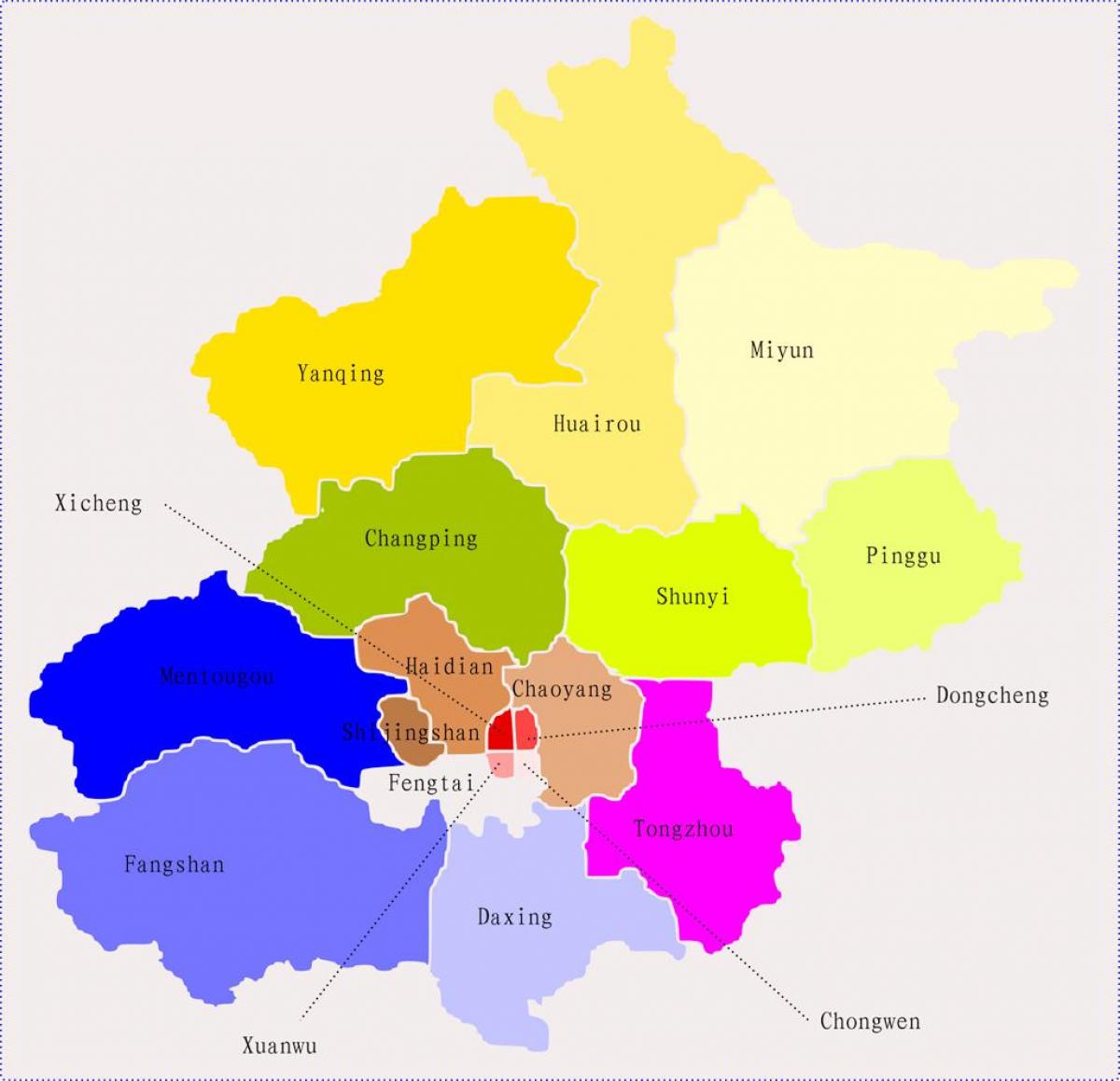 Pekinas Ķīnā karte