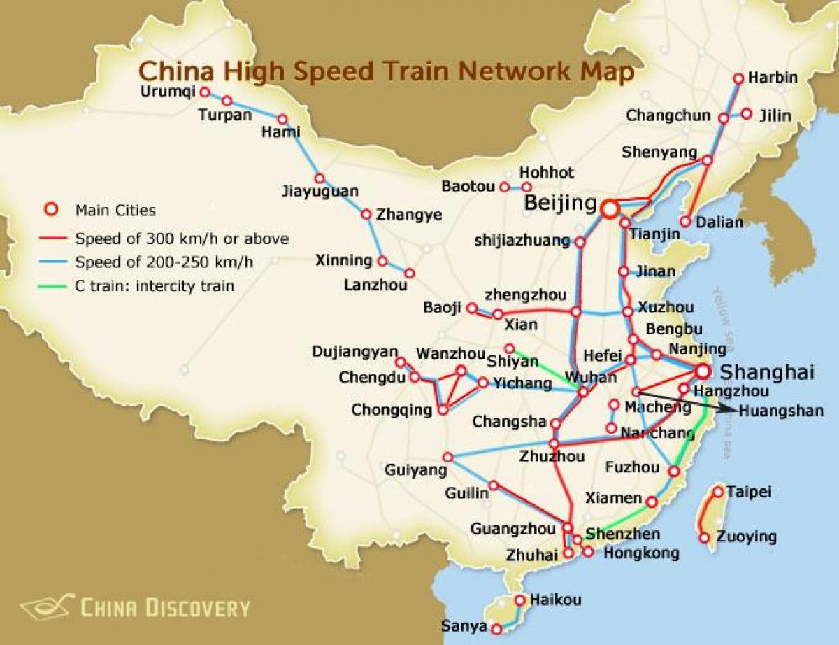 šanhajas bullet train kartē