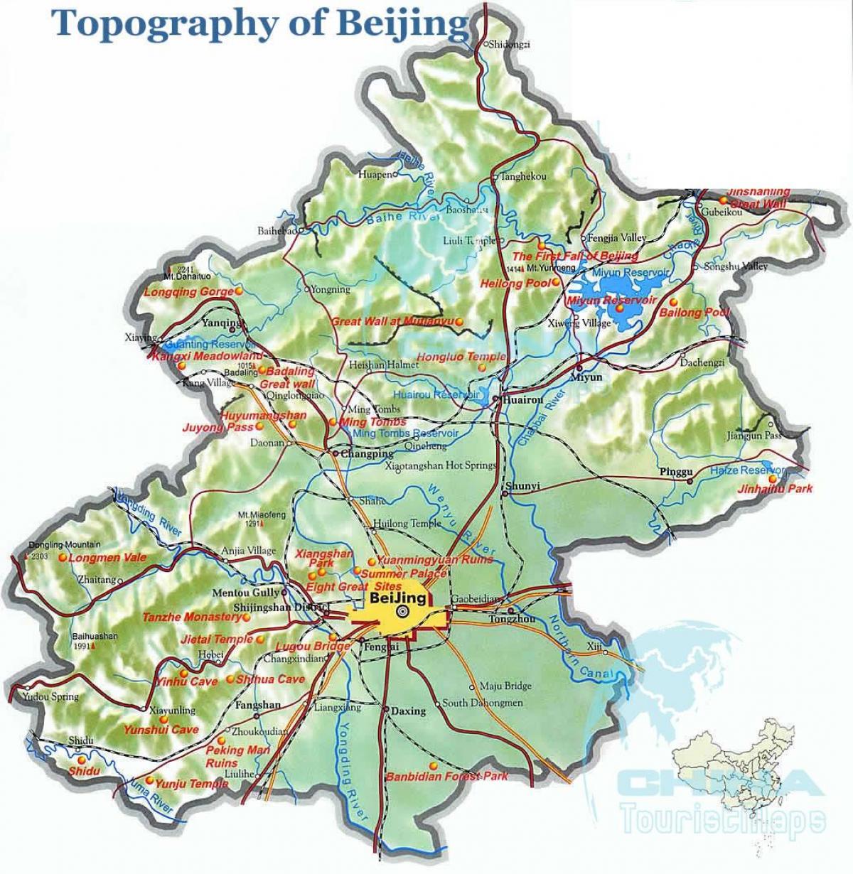 karte Pekinas topogrāfiskās